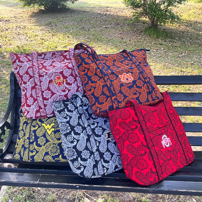 Vera Bradley 经典花色字母刺绣棉布大号单肩包 购物包托特包