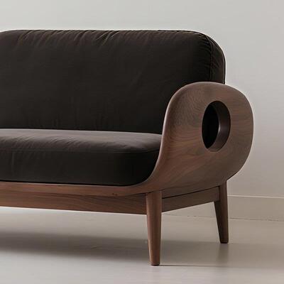 新中式025白客蜡木沙发设计师高端北01030012美桃黑胡木现代接待