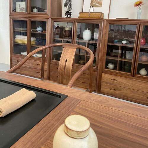 北美黑桃灰木茶几和椅子组合胡新型中国禅宗几茶酒办公室店B906&B