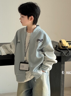 大E小e儿童外套2026春新品男童休闲夹克衫女童拼色棒球服上衣A663
