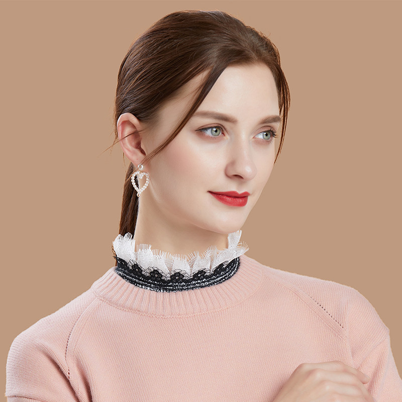 FALSE COLLAR CHILDRENS VERSATILE FALSE COLLAR JAPANESE LIGHT LUXURY BOUTIQUE LACE MESH LACE DECORATION COLLAR AUTUMN AND WINTER SOLID COLOR FAKE COLLAR