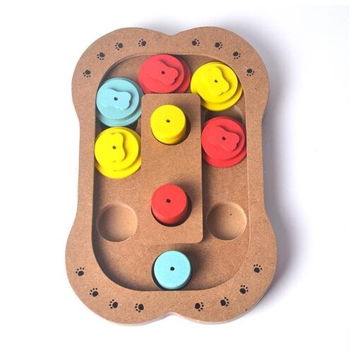 Pet dog puzzle toy bone paw print new wooden toy multi