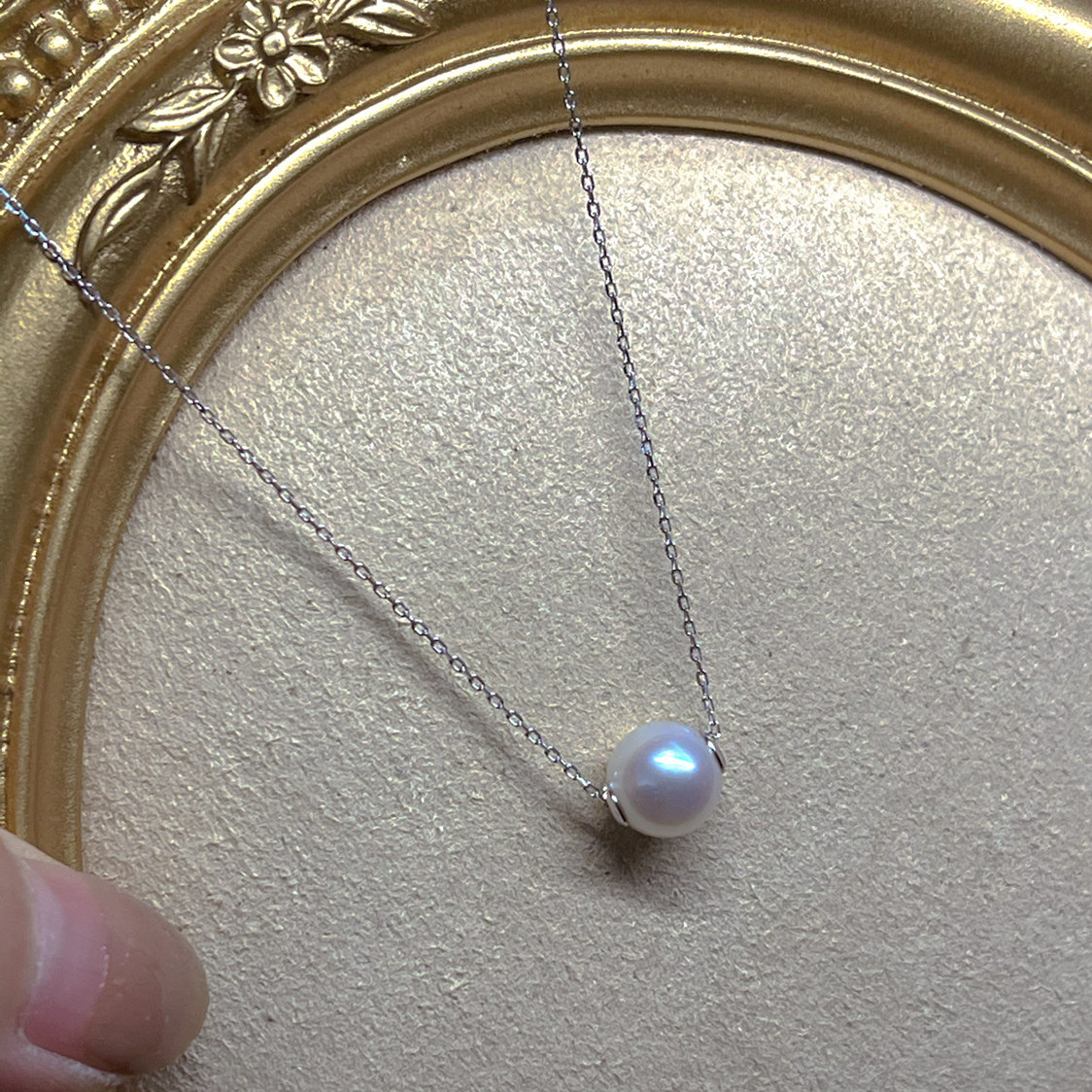 雀后天然淡水珍珠s925纯银露露珍珠项链18k金路路通