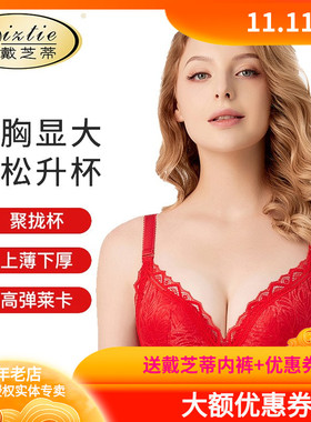 戴芝蒂小胸聚拢内衣调整型收副乳文胸性感红色本命年女胸罩80919