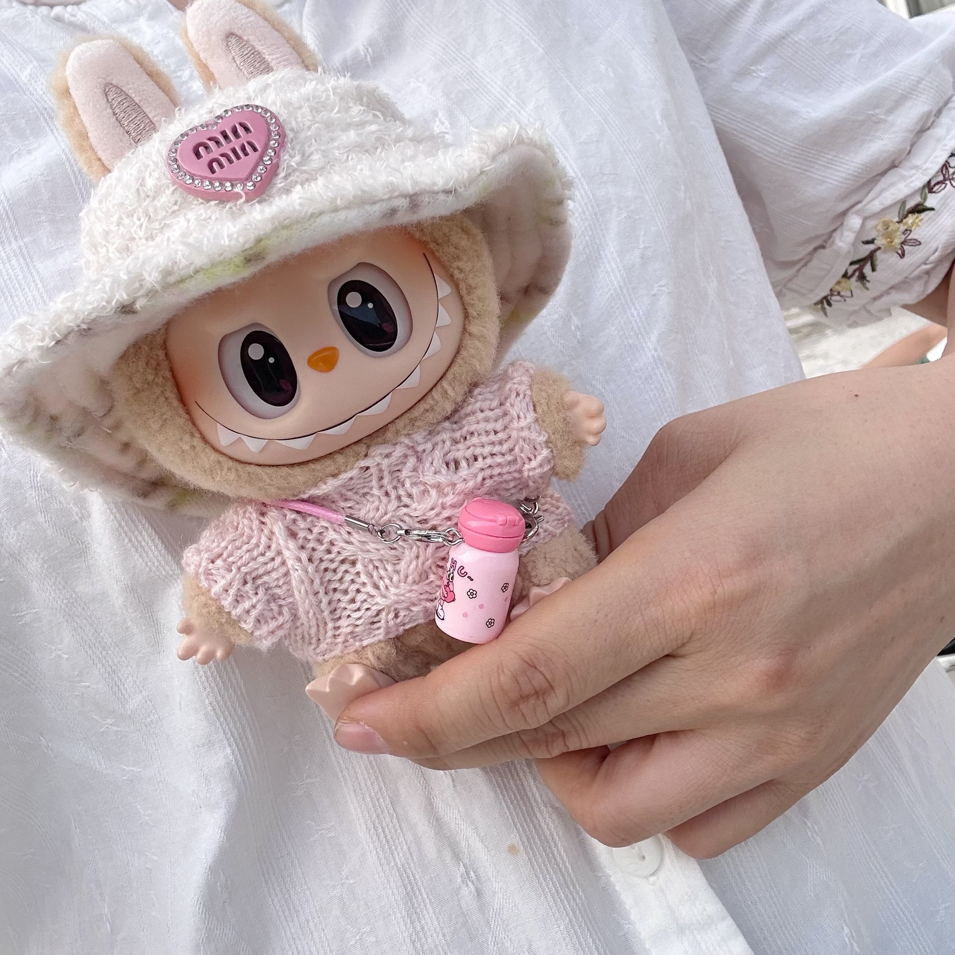 仅衣服】拉布布坐坐派对搪胶公仔衣服帽子毛衣套装挂件LABUBU着替