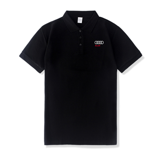 奥迪工作服4S店工装 定制印logo字T恤翻领售后工衣服 夏短袖 polo衫