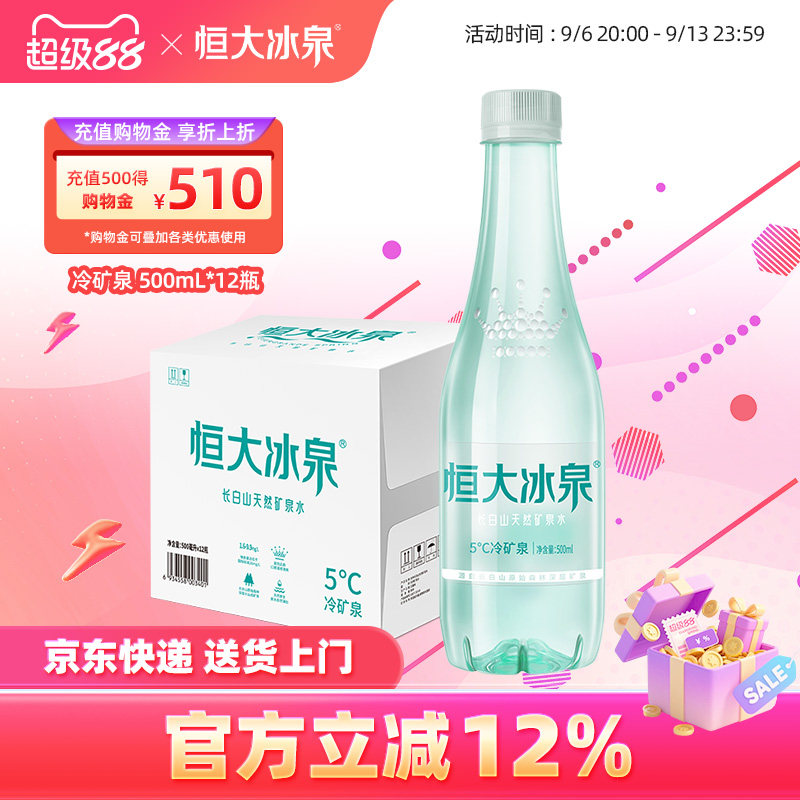 恒大冰泉500ml瓶装天然矿泉水图片