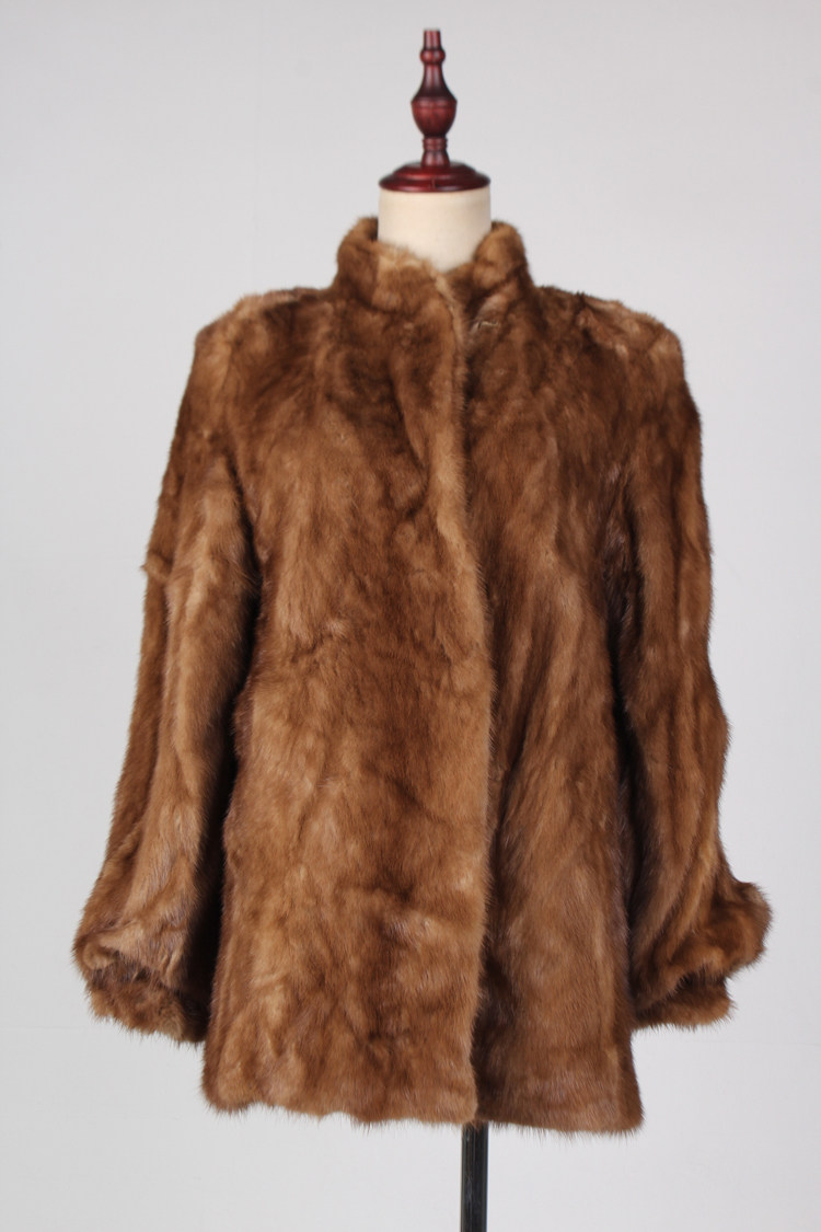 TM146-01831古着立领复古风中古vintage水貂毛真皮草冬季保暖外套