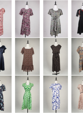 LX9古着vintage日系中古田园风文艺复古风法式夏季中长款连衣裙