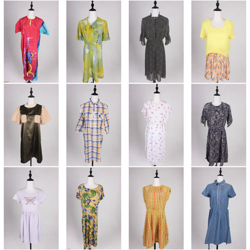 LX30古着vintage中古日系复古文艺港风中长款夏季短袖连衣裙