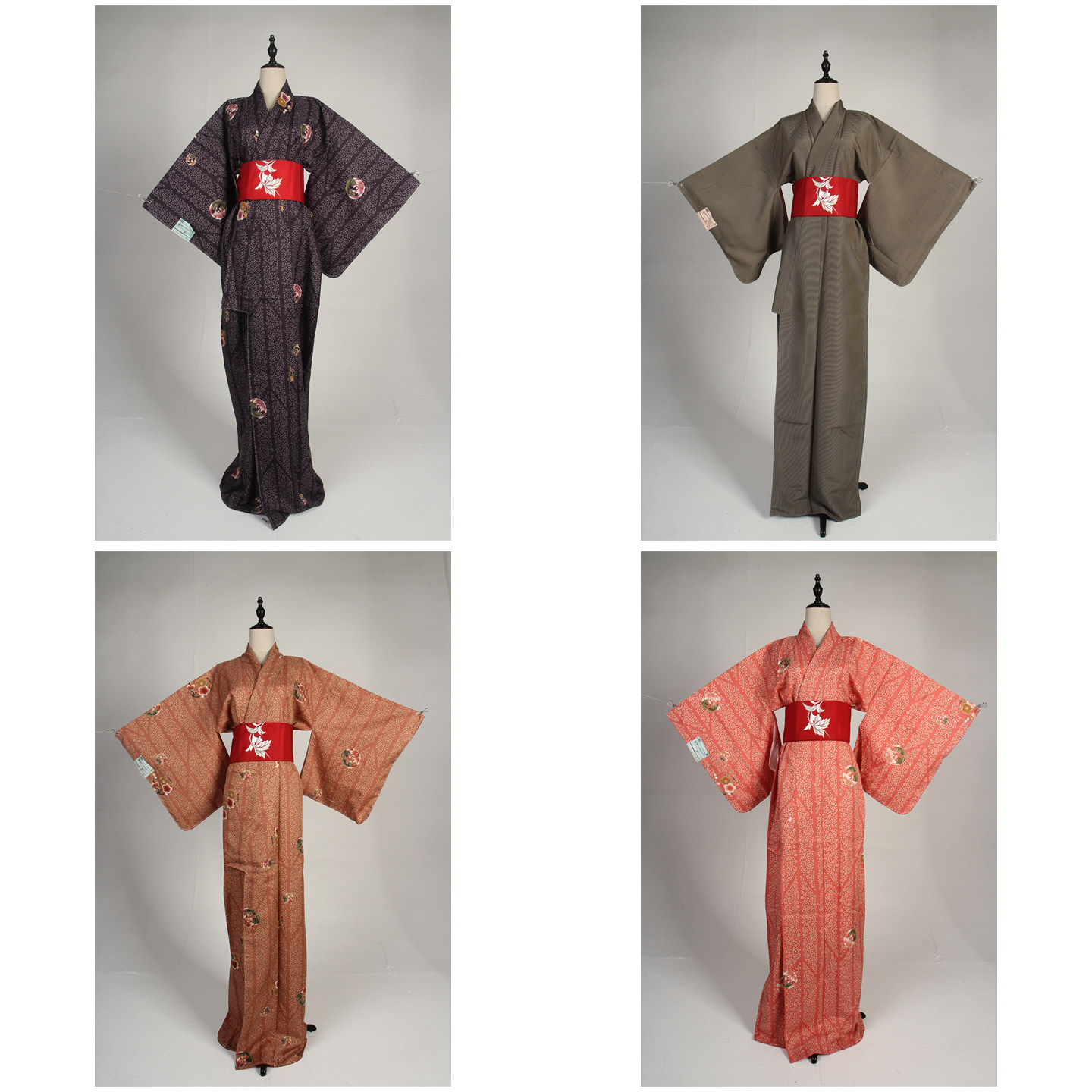 HF9999古着vintage日本制传统民族f服饰长款花色和服