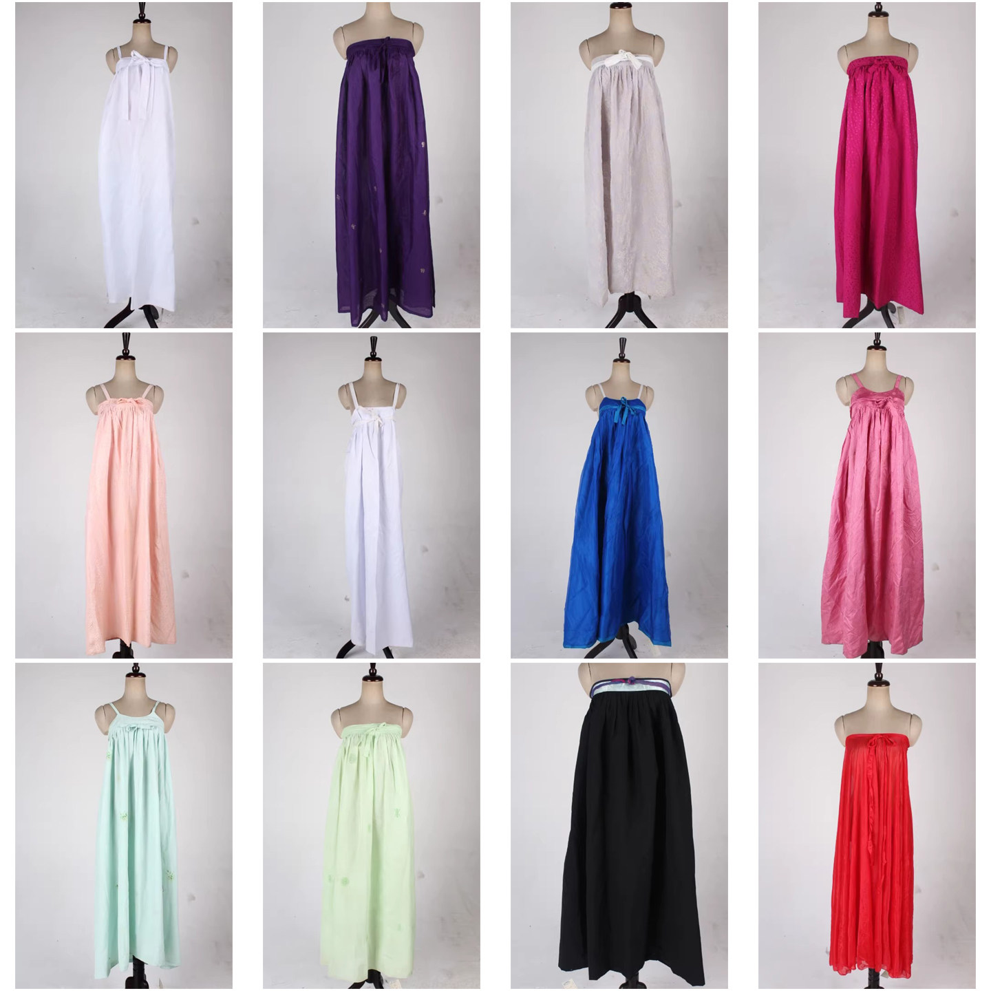 vintage古着韩国制本土民族服饰彩色糖果色暗纹印花长裙韩服女24