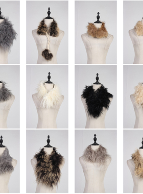 WJ290古着vintage秋冬真皮草围巾毛领