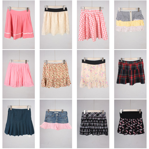 BK907古着vintage夏季日系年轻款花色短裙半身裙