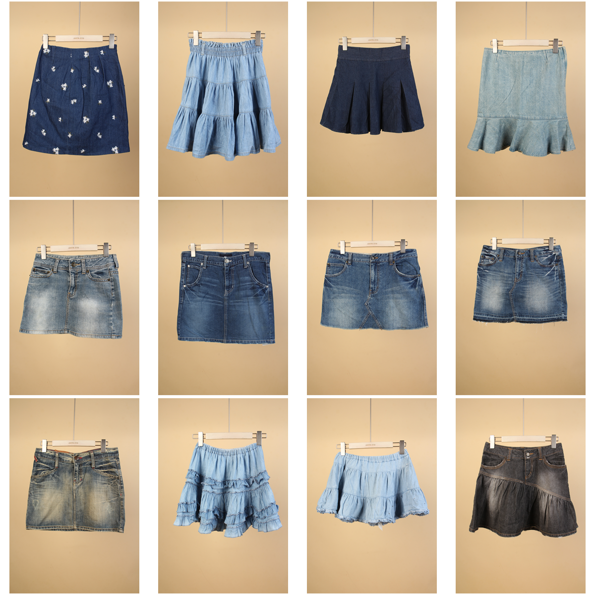 BK299古着vintage日制休闲百搭女装学院风早秋季短裙半身裙牛仔裙