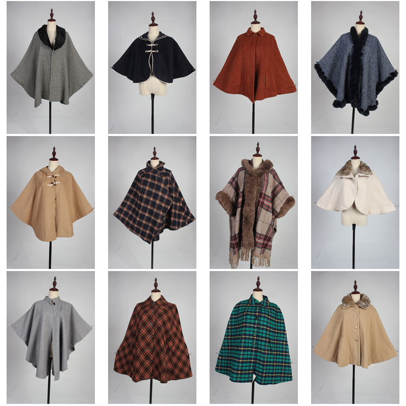 DA317古着vintage日系秋冬复古风法式优雅意大利街拍款披肩斗篷女