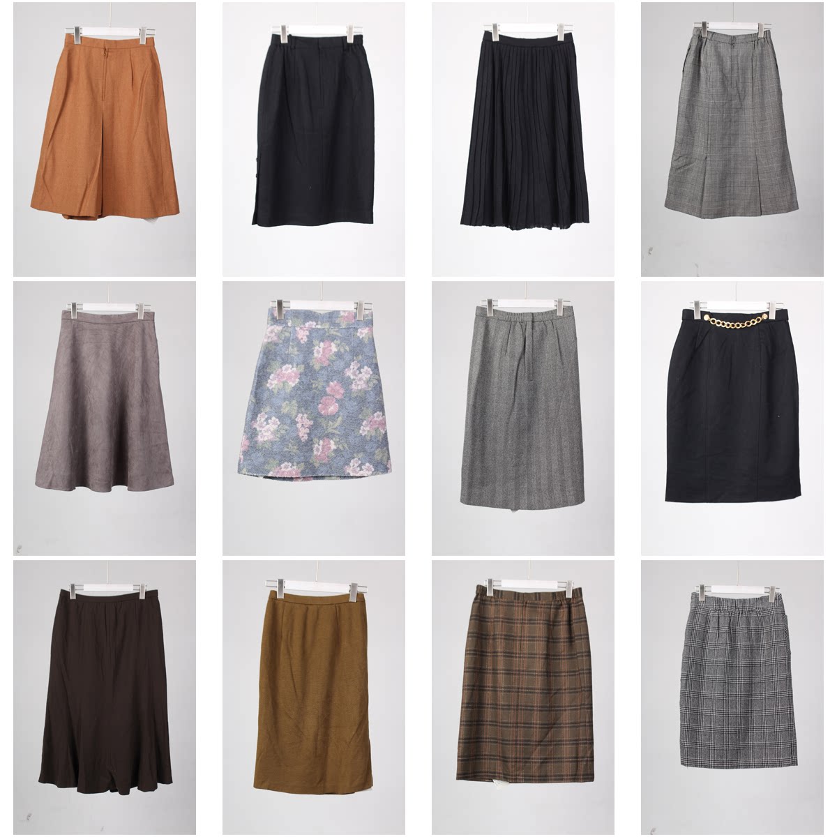 BK32古着日制vintage秋冬复古风文艺学院风年轻萌妹格子半身裙
