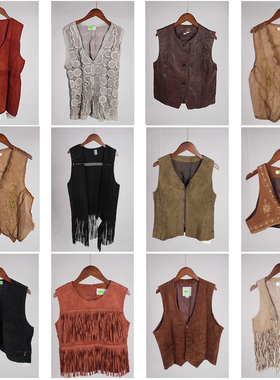 PM11古着vintage春夏中古日系花色文艺复古风马甲