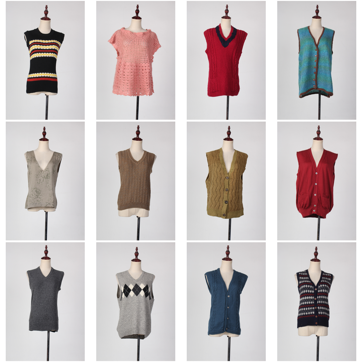 BM23古着vintage秋冬复古文艺风学院风年轻款毛衣马甲背心