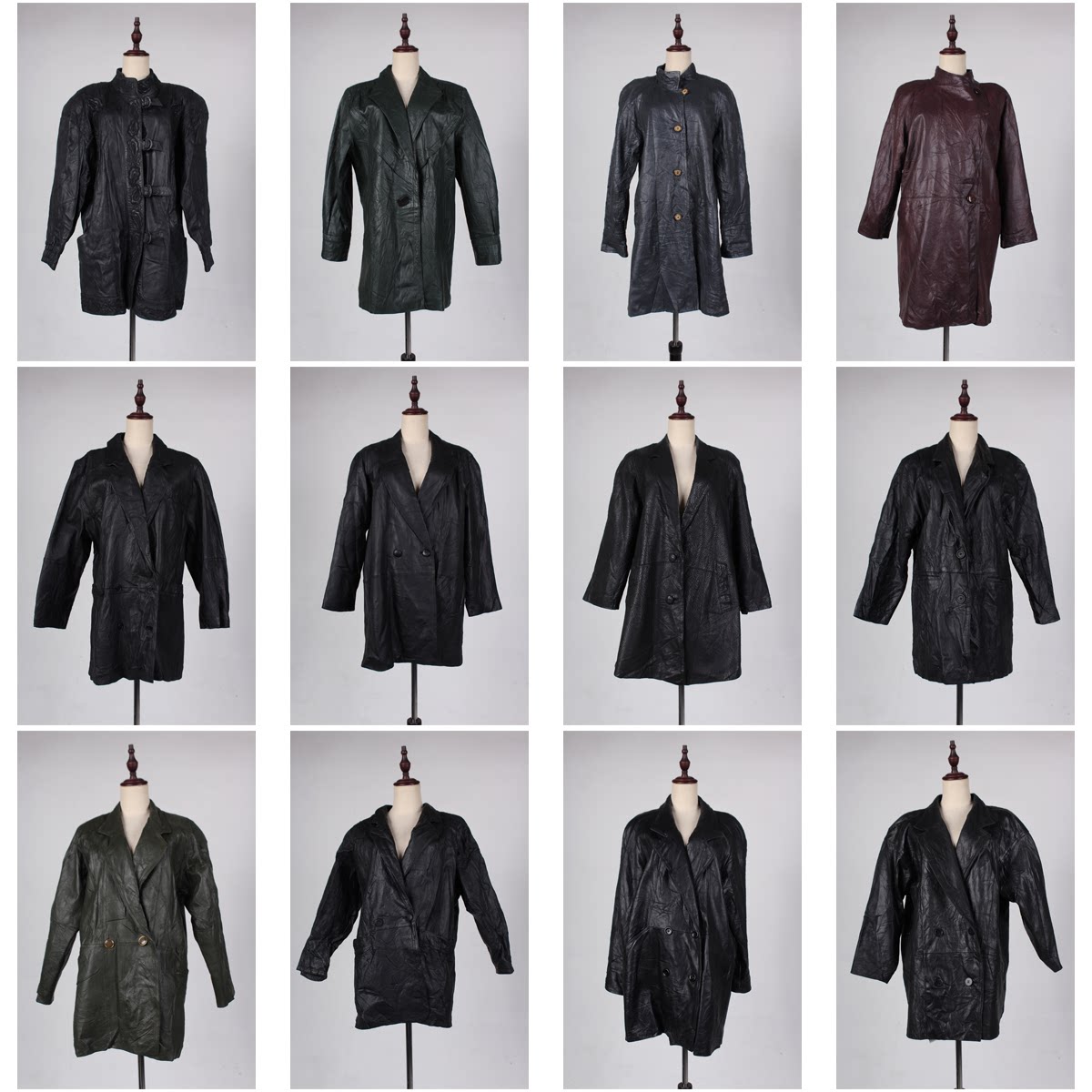 PP17古着vintage秋冬复古风机车中古日系真皮皮衣外套女