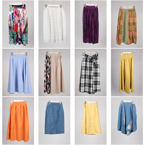 BK1032古着vintage日系复古文艺风a版夏季中长款裙半身裙