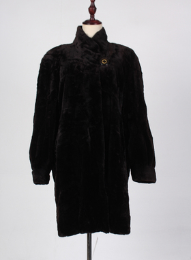 TM245-03148古着vintage冬季保暖复古风真皮草水貂绒中长款外套