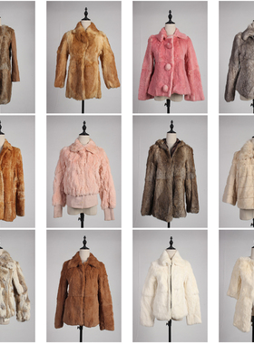 TM472古着vintage日系冬季保暖真皮草兔毛外套