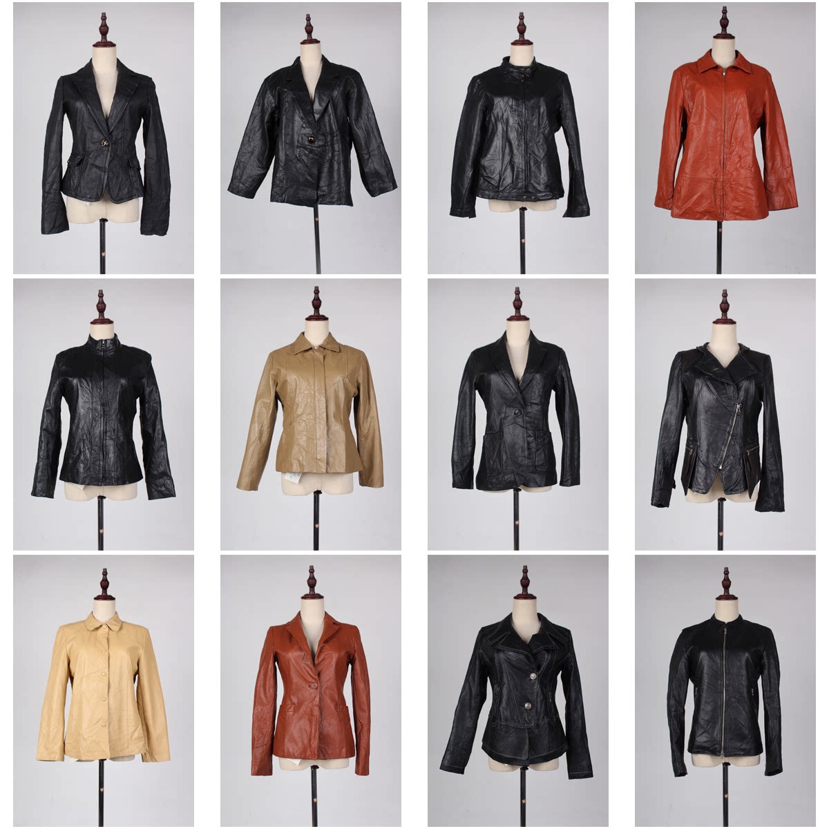 PP14古着vintage秋冬复古风机车摇滚欧美街拍中古真皮皮衣外套女