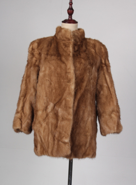 TM205-02561古着vintage冬季保暖真皮草水貂毛外套