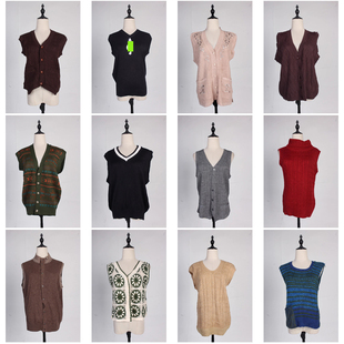 MY72古着vintage日系甜美风复古风文艺森系女装秋冬毛线针织马甲