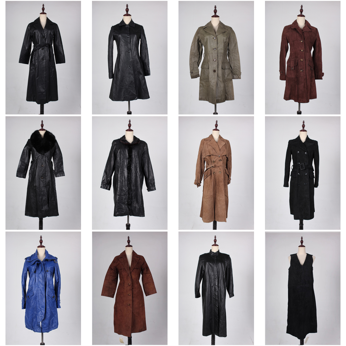 PP18古着vintage秋冬复古风中古日系真皮长皮衣大衣外套