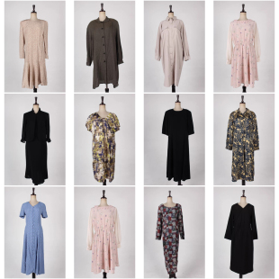 vintage古着日本制夏季 连衣裙H792 文艺森系复古风花色中古中长款