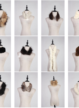 WJ296古着vintage秋冬真皮草围巾毛领