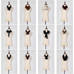 WJ435古着vintage甜美风百搭冬季 保暖真皮草兔毛围巾毛领