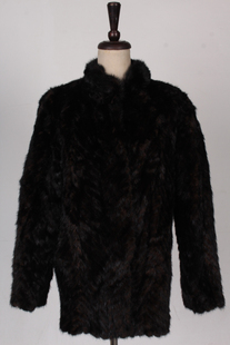 vintage古着日本制简约日常百搭冬季厚重真貂毛皮草保暖外套H329