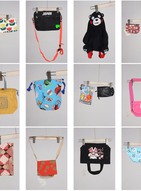 DZ180古着vintage日系女士可爱卡通帆布单肩斜挎手提袋子大包小包