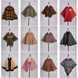 DA366古着vintage日系秋冬森系文艺复古风中古保暖披肩斗篷女