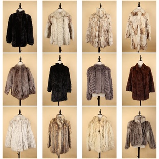 TM353古着vintage日系中古真皮草貂毛羚羊毛狐狸毛冬季保暖外套