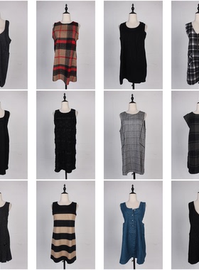 BX42古着vintage日系无袖背心裙通勤文艺复古风毛呢秋冬连衣裙女