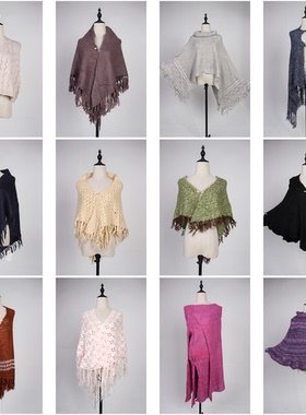 DA98古着vintage秋冬日系文艺森系甜美风斗篷披肩