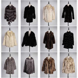 TM387古着vintage日系冬季保暖真皮草狐狸毛水貂毛貂绒外套