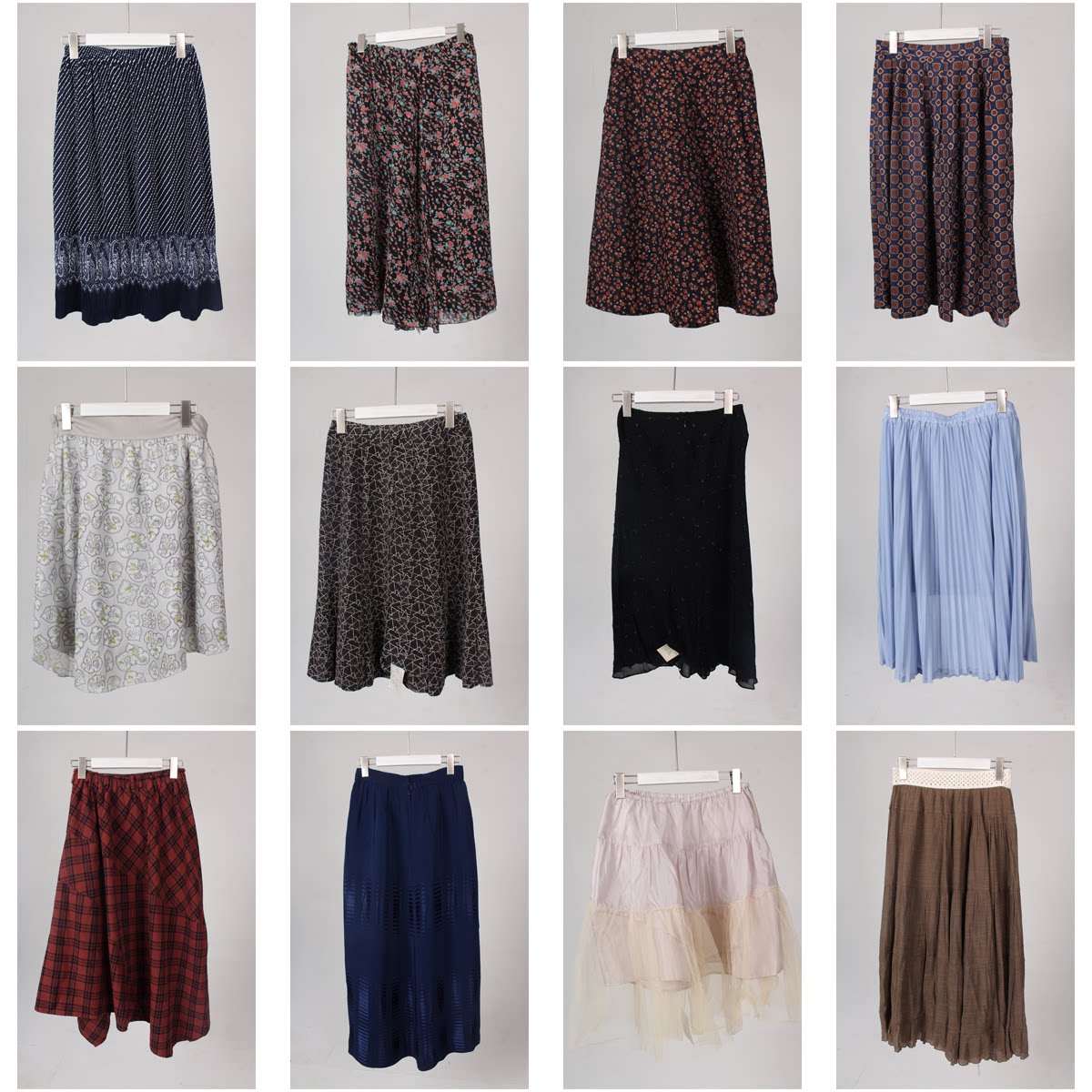 BK97古着vintage日制夏季高腰花色复古风中古文艺风中长款半身裙