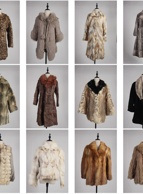 TM484古着vintage冬季真皮草兔毛保暖外套羚羊毛外套