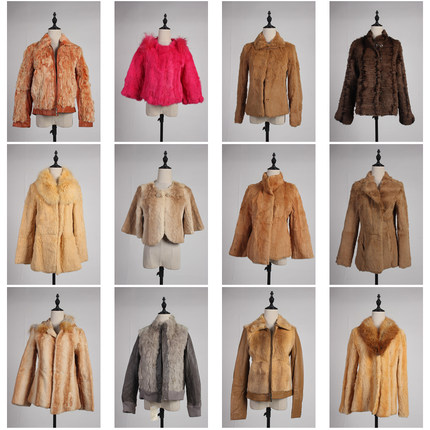 TM476古着vintage日系冬季保暖真皮草兔毛外套