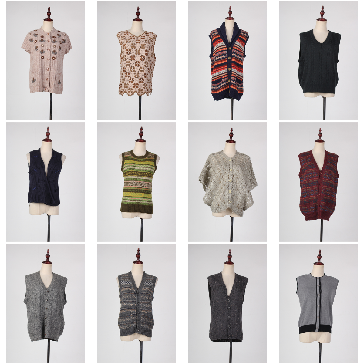 BM9古着vintage秋冬学院风文艺森系复古针织毛线马甲