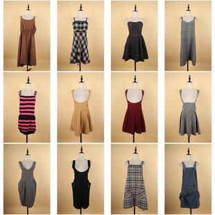 BX56古着vintage日系文艺复古风春秋女装中长款连衣裙背心吊带裙