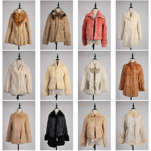 TM475古着vintage日系冬季保暖真皮草兔毛外套