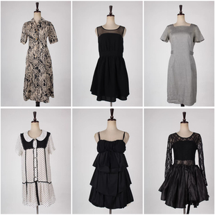 vintage古着日本制春夏中古复古风中长款连衣裙H868