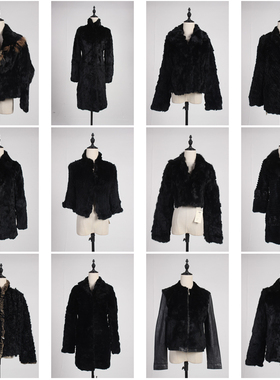 TM467古着vintage日系中古冬季保暖真皮草兔毛外套