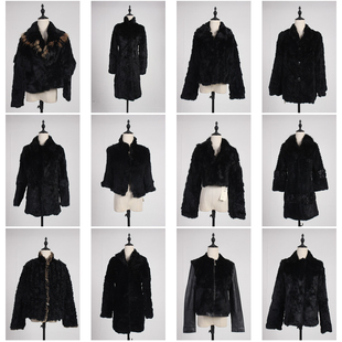 TM467古着vintage日系中古冬季保暖真皮草兔毛外套